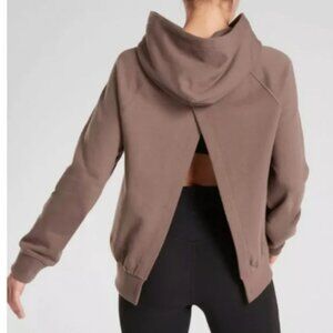 Athleta Moonrise Split Open Back Hoodie Womens Medium Mineral Brown Sweatshirt
